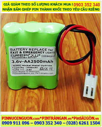 Pin đèn Exit thoát hiểm 3.6v-AA2500mAh, Pin đèn SỰ cố khẩn cấp 3.6v-AA2500mAh, Pin SẠC 3.6v-AA2500mAh